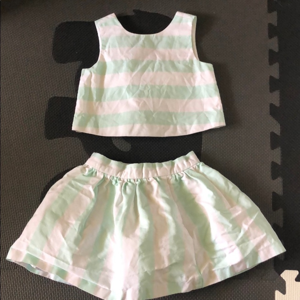 Janie & Jack Mint Green and White Pair